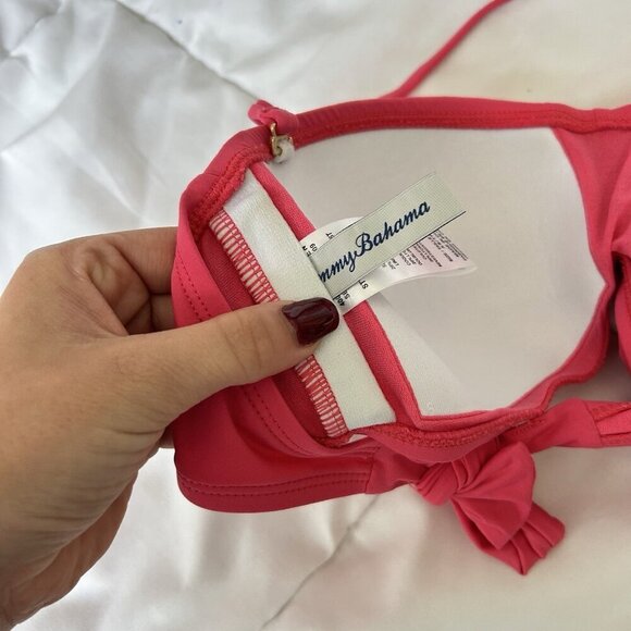 Tommy Bahama Womens XS Bandeau Bikini Top Halter Strap Pink Padded Summer Beach - Picture 6 of 7